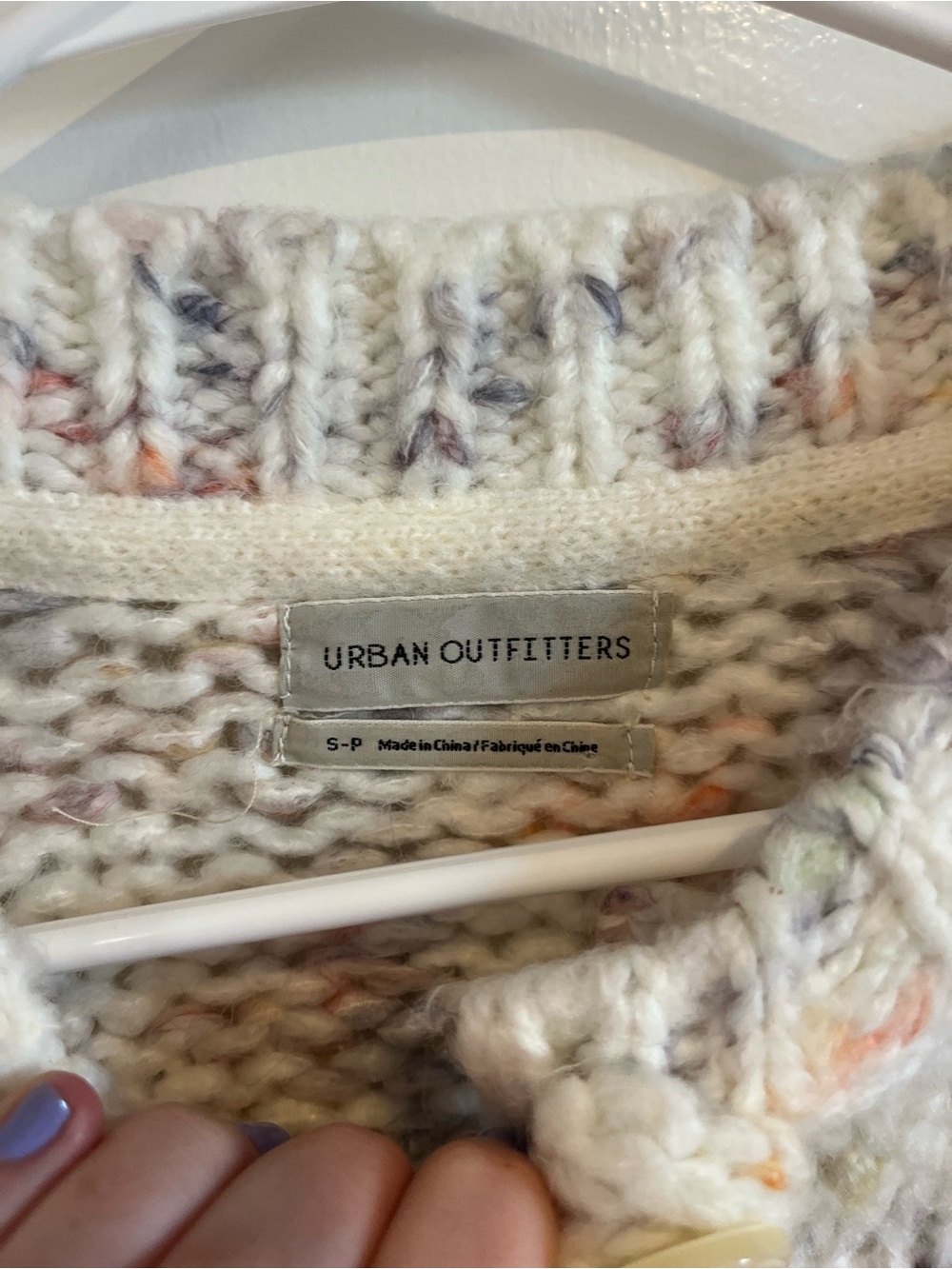 Urban Outfitters Cream Speckled Cropped Button Cardigan - Picture 3 of 4